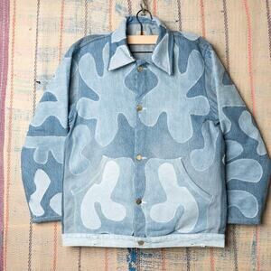 Custom upcycled patchwork denim jacket
